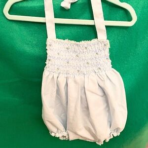 Vintage Petit Ami Light Blue Smocked Bubble Romper-12M